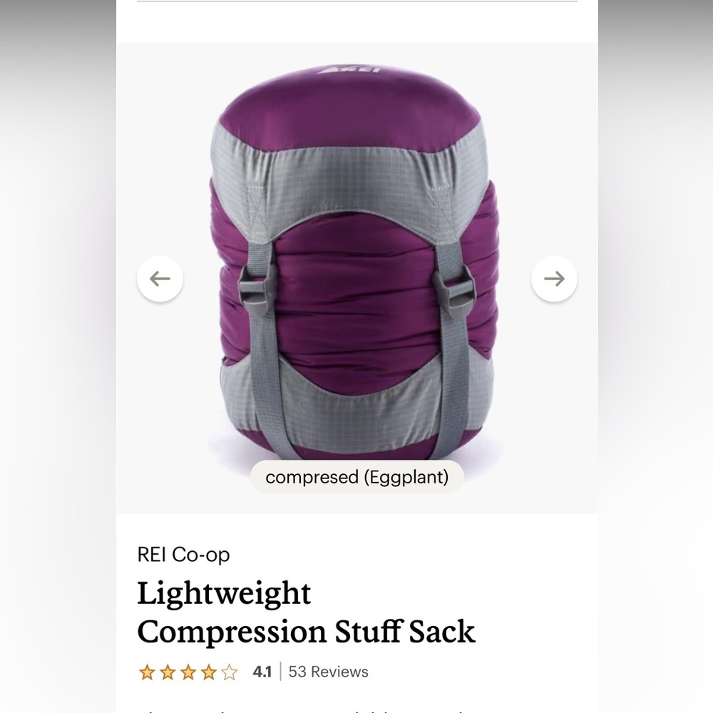 REI Purple and Gray Compression Stuff Sack